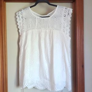 White eyelet thick strap tank